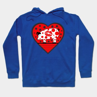 Lipstick Kiss Polka Dot Pig Valentine Hoodie